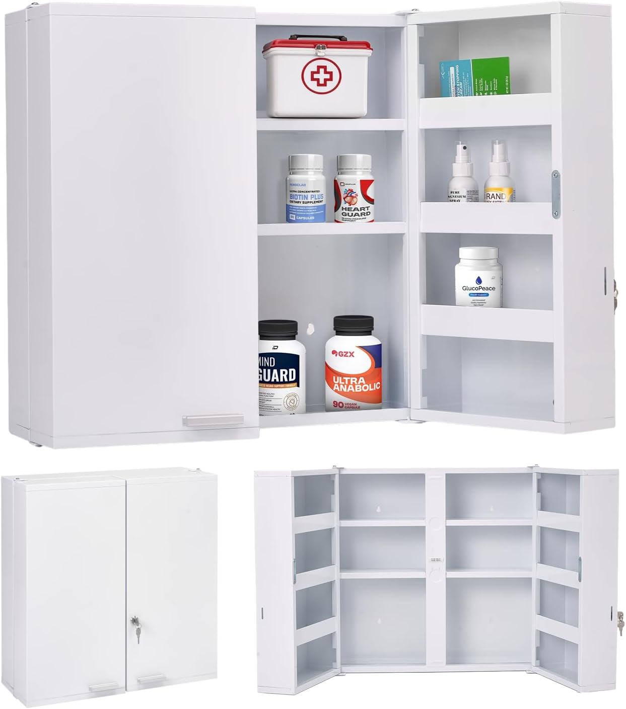 대형 잠금식 약장, 11개 선반, 금속, 벽걸이형 |  - Medicine Cabinet Lock 리뷰 및 가격